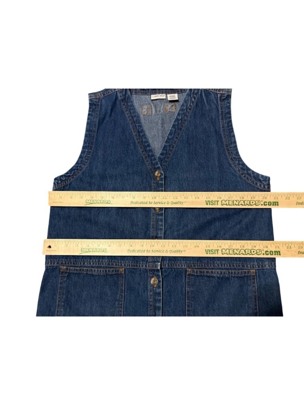 Cabin Creek Denim Vest Womens M Blue Button Front 100% Cotton Pockets Casual - Picture 9 of 10